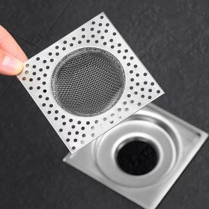 Square Kitchen Sink Filter Stainless Steel Anti-blocking Net Sink Mesh Strainer Bathroom Floor Drain Cover Shower Hair Catcher