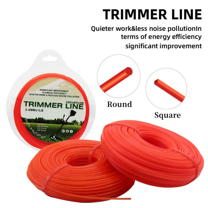 Weed Trimmer Line 1Lb Nylon Weed Trimmer String Brushcutter Trimmer Long  Round/Square Roll Grass Trimmer Head Nylon Line