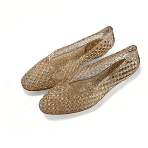 Free Shipping Summer Pointed-Toe Jelly Shoes Slip-On Korean Crystal Open-Toe Flats Hollow-Out Shallow-Toe Dance Sandals