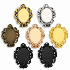 1pcs 6 Colors Necklace Pendant Setting Cabochon Base Tray Bezel Blank Fit 22*30mm oval Cabochons Jewelry Making C114