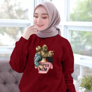 SUPERMOM-FASHION MUSLIMAH WANITA ATASAN-SWEATER/BAJU LENGAN PANJANG/BAHAN KUALITAS PREMIUM ADEM DAN NYAMAN DIPAKAI