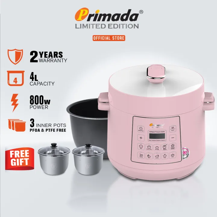 Primada LIMITED EDITION 4 Liter Triple Pots Pressure Cooker MPC4000 Light Pink 1 NON STICK POT FREE 2 S.STEEL POT Lazada