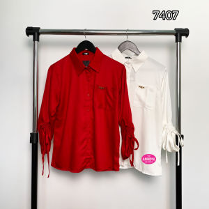 Anindya Fashion Presents Baju Atasan Wanita Merah Agustusan 7407 Dapatkan Gaya Timeless Dengan Sentuhan Modern Desain Polos Full Kancing Aktif Bahan Rayon Premium Good Quality Halus Adem Look Casual Simple Basic Kekinian Model Terbaru 2023