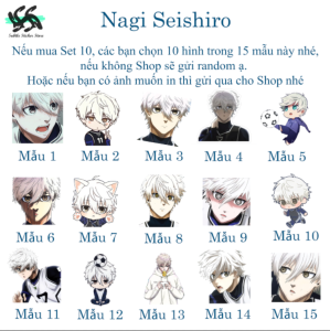 Blue Lock - Set 10/15 Sticker Nagi Seishiro - Nagi anime/manga Blue Lock dán trang trí laptop điện thoại siêu đẹp chống nước chống xước
