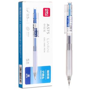 Bút Gel Deli A575 Ngòi 0.5mm – Mực Ra Đều Viết Mượt Có Đệm Tay Thân Trong Cao Cấp