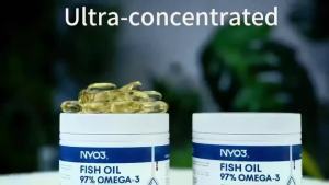 NYO3 97% Ultra -3 Fish Oil 1500mg (120 Softgels) - High-Potency Concentrated Fish Oil for Heart in & Eye Wellness