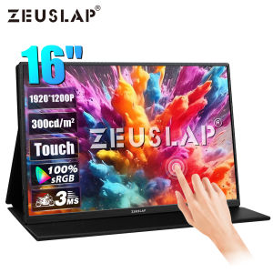 ZEUSLAP 16" 60Hz Touch Screen Portable Monitors 1920*1200P 16:10 100%sRGB 300Nit Travel Gaming Display for Laptop Switch ps4 ps5 Xbox