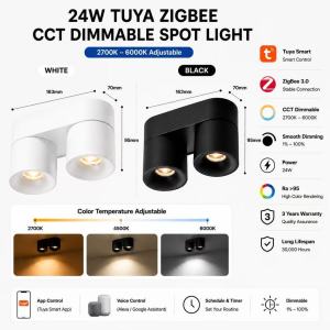 Tuya ZigBee 3.0 Smart Surface Spotlight 12W/24W CREE LED CCT Dimmable Ceiling Light