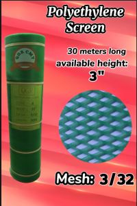 3/32 (3 FEET AVAILABLE SIZES) QGR POLYETHYLENE SCREEN (GREEN) 30 METERS / CHICKEN SCREEN