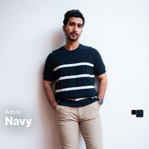 Coop Design - Arlo Kaos Stripe Garis-Garis Pria Lengan Pendek