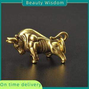 Beauty Wisdom Mini Retro Brass Wall Street Bull Statue Sculpture Hand Toy Gift Keychain Ornament Home Office Desk Decorative Ornament