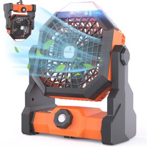 CAMPING ZONE Portable Rechargeable Fan Outdoor Camping Fan Mini USB Table Fan with LED Lamp Emergency Night Light 270° Adjustment