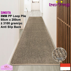 Tren-D-rugs Karpet polos salur alas ruang stripe panjang lantai tebal kamar 80 cm x 200 cm - NMs