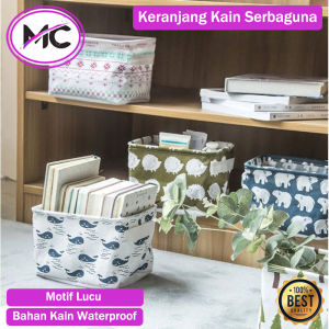 Keranjang Kain Mini Penyimpanan Barang Kecil Bahan Kanvas Waterproof Wadah Simpan Barang Serbaguna