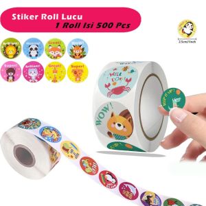 TUKUO  Isi 500 PCS Stiker Reward Bulat 1 Roll Label Sticker Motivasi Anak Kid - Stiker Kertas Roll Isi 500