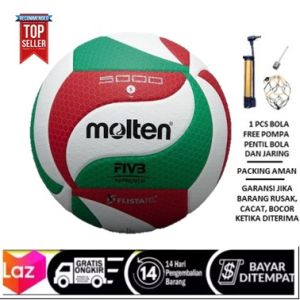 BEST SELLER ! Bola Voli Volly MOLTEN V5M 5000 Free Pompa Pentil dan Jaring - Bola Volly Molten - VOLI MOLTEN 4500 - Volley Molten OFFICIAL MURAH - Bola Voli Original - Bola Voli Murah