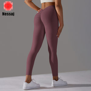 Nessaj Women Yoga Leggings High Waist Hip Lifting Pants Aerobic Training Fitness Pants High Elastic Quick Drying Sports Pant