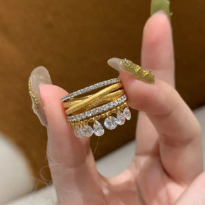 Fashion New Style Multi Layers Criss Zircon Tassel Statement Fashion Rings For Women Adjustable Open Ring h261016