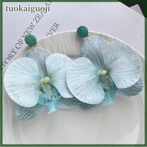 tuokaiguoji Simulated Flower Butterfly Orchid Earrings Beach Jewelry Alloy Flower Drop Earrings Jewelry Accessories Korean Style