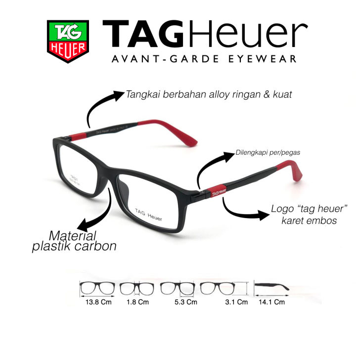 Frame Kacamata TAG HEUER TH521 Sporty lensa BLUECROMIC Lazada