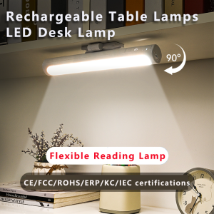 Rechargeable Table Lamps LED Desk Lamp With Type-C USB charging Dimmable 3 color temperature Flexible reading lamp(Lighting angle adjustment 90 °)Home lamp Office lamp Desk lights Table lights for study