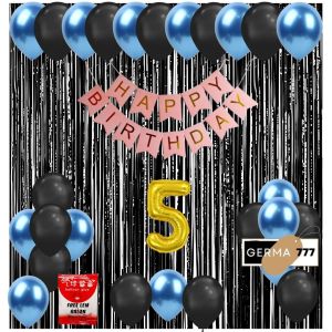 Paket Set Dekorasi Backdrop Pesta Balon Ulang Tahun Anak Banner Happy Birthday Pink Tirai Hitam