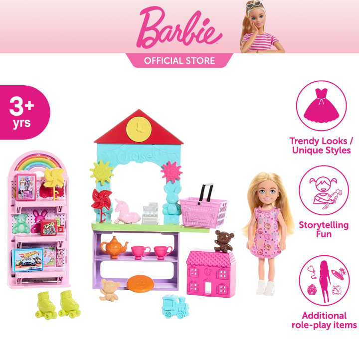 Barbie 6 inch Chelsea Can Be Career Toy Shop with Chelsea Blonde Doll Playset 15 Pieces Accessories with Shop Furniture Children Toys Gift for Girls Kids ages 3 years and above Lazada PH