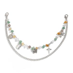 Irregular Stones Chain with Dragonflies and Butterfly Decoration Bag Pendant Fashion Accessories Backpack Accessory