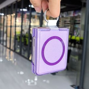 Ring Holder Glitter Case for Samsung Galaxy Z Flip 7 6 5 Zflip 3 4 Magnetic Wireless Charging Acrylic Flip7 Cover