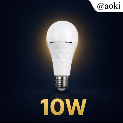 AOKI Lampu LED Emergency AC/DC Rechargeable 10W 15W 18W – Bohlam Darurat Otomatis Menyala Saat Listrik Padam Baterai Lithium 3 Jam + Fitting Gantung