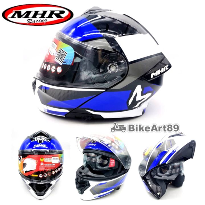 100% ORIGINAL MHR Full Face Flip Up Double Visor FU935 Helmet GTZ