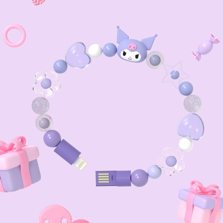 Kuromi Sanrio Portable USB Charger Cable Anime Pochacco Bracelet High