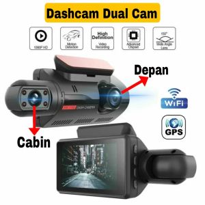 NA - dashcam mobil wifi dual camera IPS 3inch dvr gps kamera mobil a68