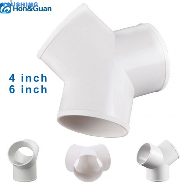 White Plastic Exhaust Fan Y Connectors for 100mm Dia Dryer Vent Hose， 3