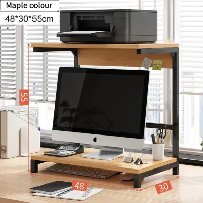 Computer Desk Stand With Printer Double Layers Wooden Monitor Stand Printer Stand Printer Table Rack Printer Storage Rack Monitor Stand