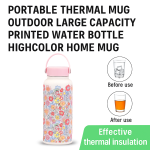 Insulated Cup 1l Stainless Steel With Handle Portable Large Capacity Water Bottle Coffee Cup