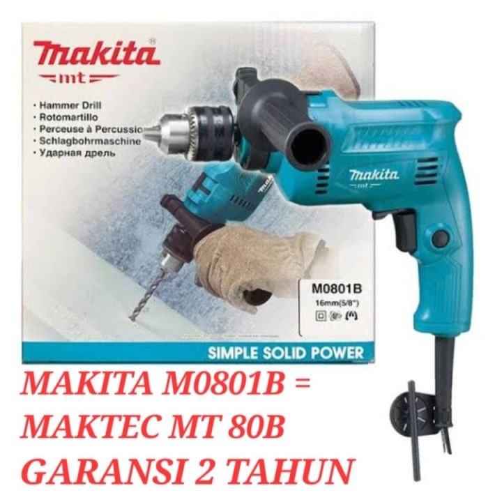 Bor Makita 13mm M0801B Bor Maktec Mt80B Hammer Drill 13Mm Garansi