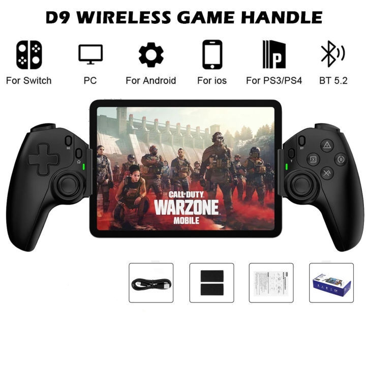 D9 Extendable Wireless Mobile Phone Game Controller Bluetooth  Telescopic Game Controller for Switch PS3 PS4 PC Android iOS - Main Image