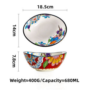OMK American Style Underglaze Ceramic Boat Salad Bowl 680ML and 1400ML 1100ML Ingot Bowl Yuanbao Fortune Bowl