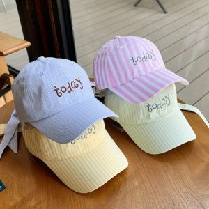 LIUJIR Thêu Mũ bóng chày thêu chữ Thiết kế nơ ruy băng Sáng tạo Mũ bóng chày bằng vải cotton Đơn giản Dễ thương Mũ chống nắng Cô gái