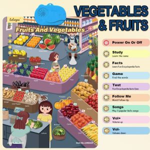 Electronic Sound Card Poster 0-6Y Interaktif Tahun Talking Books Early Learning English / Vege Transport Animal ABC