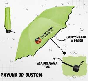 Payung Lipat Custom Desain Nama Logo Sablon Anti Uv Souvenir