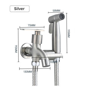 Stainless Steel Faucet Multifunctional Bathroom Spray Gun 2-in-1 Double-Way Faucet Bathroom Toilet Washbasin Faucet