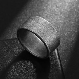 Vintage Silver Color Chunky Stainless Steel Rings for Men 8/10/12mm Gothic Punk Rock Hiphop Accessories Jewelry Gift h260529