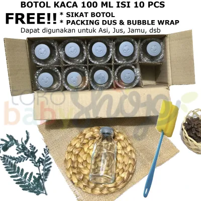 10 PCS Botol Asi 100ml Kaca dengan tutup BPA FREE Kantong Asi / Ice Gel buat stok di kulkas Jamu Jus