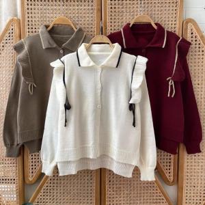 RUFFEL ALIYAH BAJU ATASAN RAJUT KNITWEAR POLOS CARDIGAN KANCING MOTIF TALI KUR KOREAN KNIT TOPS
