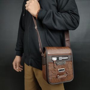 Tas Pria Sling Bag Tas Selempang Kulit PU Leather Polo Amstar