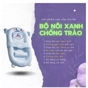 Nôi ngủ chung giường cho bé sơ sinh đến 24 tháng vải Hàn Quốc cao cấp kèm gối chặn và gối chống trào ngược