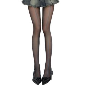 Slimming Vertical Striped Sheer Tights Stockings For Women Control Top Jacquard Wheat Pattern Design Pantyhose Leggings