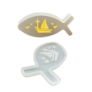 Rỗng hình dạng cá đứng silicon khuôn mẫu cho tealight chủ thạch cao trang trí nhựa Epoxy khuôn silicon